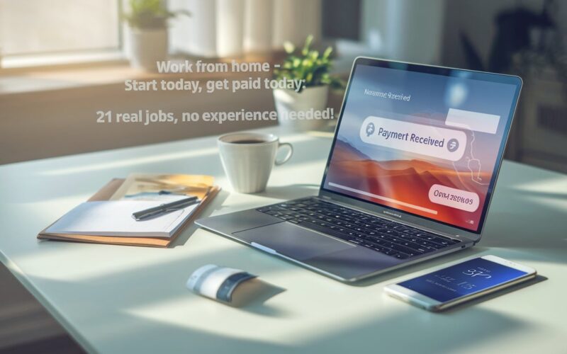Work from Home Start Today Get Paid Today: 21 Real Jobs That Pay Instantly (No Experience Needed!)